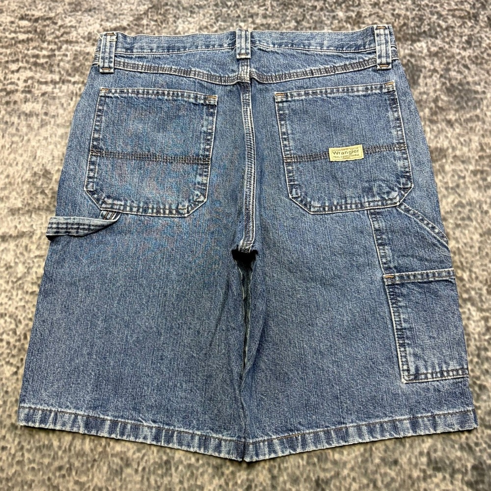 Wrangler Jorts Mens 32 Blue Carpenter Utility Workwear Denim Shorts Y2K